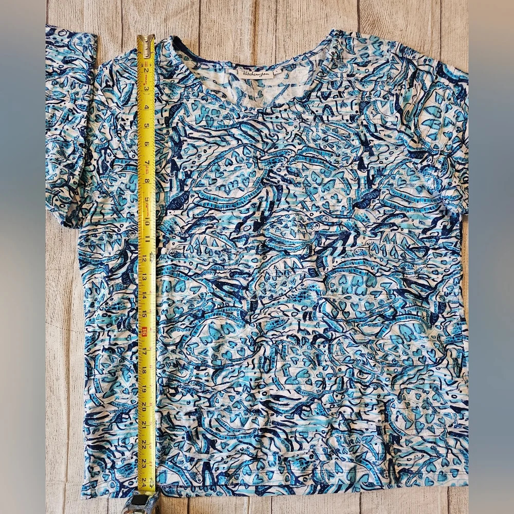Patchington Top Size Large Resortwear Blue Hearts Art To Wear Wearable Art - Picture 9 of 10